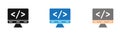 coding program icon Line Art Logo set Royalty Free Stock Photo