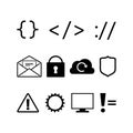 Coding programming computer symbol black icon set vector Royalty Free Stock Photo