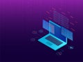 Coding and programming concept, isometric illustration of laptop Royalty Free Stock Photo