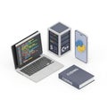 Coding and Programming Concept with Laptop, Server, Smartphone, and Book Royalty Free Stock Photo