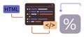 Coding and Programming Elements Representing Web Development and Analytics Royalty Free Stock Photo