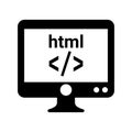 Coding, programming, html icon. Simple black vector graphics Royalty Free Stock Photo