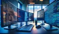 Coding and programming practices, featuring elements like computer screens with code, programming languages, and coding symbols, Royalty Free Stock Photo