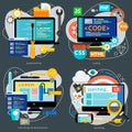 Coding, Programming, Scripting and Development Concept Banners Royalty Free Stock Photo