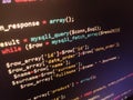 Coding programming source code screen. Abstract technology background. Cyber attack or security concept. Hacker monitor program. Royalty Free Stock Photo