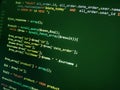 Coding programming source code screen. Abstract technology background. Cyber attack or security concept. Hacker monitor program. Royalty Free Stock Photo
