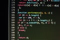 Coding programming source code screen. Colorful abstract data display. Software developer web program script. Royalty Free Stock Photo