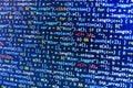 Coding programming source code screen. Colorful abstract data display. Software developer web program script. Royalty Free Stock Photo