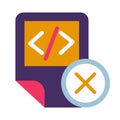 Coding script file delete symbol glyph vector icon Royalty Free Stock Photo