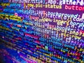 Coding script text on screen. Modern technology digital computer program source code background. Gibberish dummy lorem ipsum text Royalty Free Stock Photo