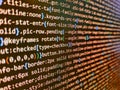 Coding script text on screen. Web abstract programming and created virus on laptop screen. Software source code. Developer Royalty Free Stock Photo