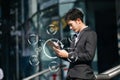 Coding software developer work with augmented reality dashboard computer icons with responsive cybersecurity Royalty Free Stock Photo