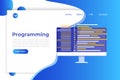 Coding, Software development, programming, program code on screen, big data processing, computing. Royalty Free Stock Photo