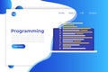 Coding, Software development, programming, program code on screen, big data processing, computing. Royalty Free Stock Photo