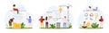 Coding solution set, mobile applications and software code development by tiny people Royalty Free Stock Photo