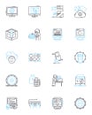 Coding Techniques linear icons set. Algorithms, Syntax, Debugging, Optimization, Pseudocode, Refactoring, Abstraction