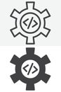 Coding and technology gear line and solid different style vector icon set Royalty Free Stock Photo