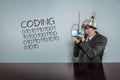 Coding text with vintage businessman Royalty Free Stock Photo