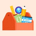 Coding tool box with the tools.