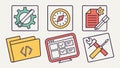 Coding tools, software development icons vector design Generative AI Royalty Free Stock Photo