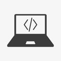 Coding vector icon on laptop screen. Code symbol Royalty Free Stock Photo