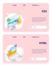 Coding vector website landing page template set Royalty Free Stock Photo