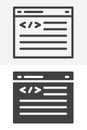 Coding window line and solid different style vector icon set Royalty Free Stock Photo