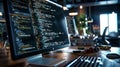 The Coding Workspace Desk.AI generated image Royalty Free Stock Photo