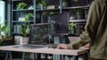 The coding workstation setup.AI generated image Royalty Free Stock Photo