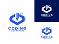 Coding Writer digital logo icon. Coding logo design vector. Modern code logo design template