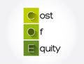 COE - Cost Of Equity acronym, business concept background Royalty Free Stock Photo