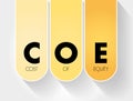 COE - Cost Of Equity acronym, business concept background Royalty Free Stock Photo