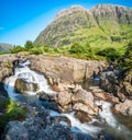 Coe river waterfalls in Glencoe Valley, Scotland Royalty Free Stock Photo