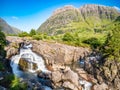 Coe river waterfalls in Glencoe Valley, Scotland Royalty Free Stock Photo