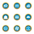 Coefficient icons set, flat style