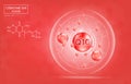 Coenzyme Q10 red shining pill capsule icon.