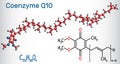 Coenzyme Q10 ubiquinone, ubidecarenone, coenzyme Q, CoQ10 mole Royalty Free Stock Photo