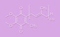 Coenzyme Q10 (ubiquinone, ubidecarenone, CoQ10) molecule, chemical structure. Plays an essential role in the production of