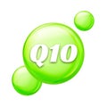 Coenzyme Q10. vector oil icon. Treatment drop pill capsule. Q10 skin care wellness