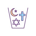 Coexisting religions RGB color icon Royalty Free Stock Photo