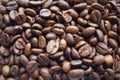 Cofe. Roasted coffee beans. Brown background texture Royalty Free Stock Photo