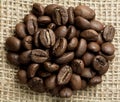 Cofee beans on burlap