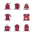 Cofee icon set with linear design. isolated on white background