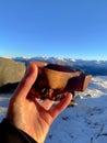Cofee in the mountain of Norway, Pulpit Rock Royalty Free Stock Photo