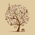 Cofee time. Art tree for your design