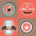Coffe with banner label ribbon design Royalty Free Stock Photo
