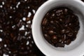 Coffe beans and copy space in cup Royalty Free Stock Photo