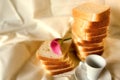 Coffe bread and flower Royalty Free Stock Photo