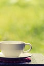 Coffe cup in the Garden. Royalty Free Stock Photo