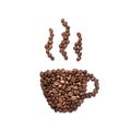 Coffe cup icon made of coffe beans Royalty Free Stock Photo